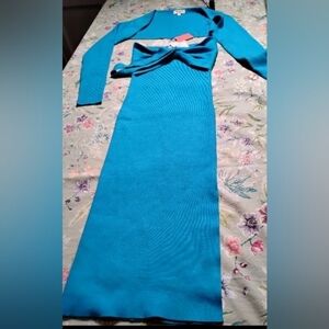 Slim Blue Maxi Dress